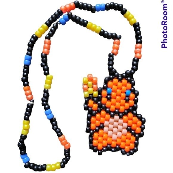 Pokemon Charmander Inspired Pony Bead Necklace - Picture 1 of 2